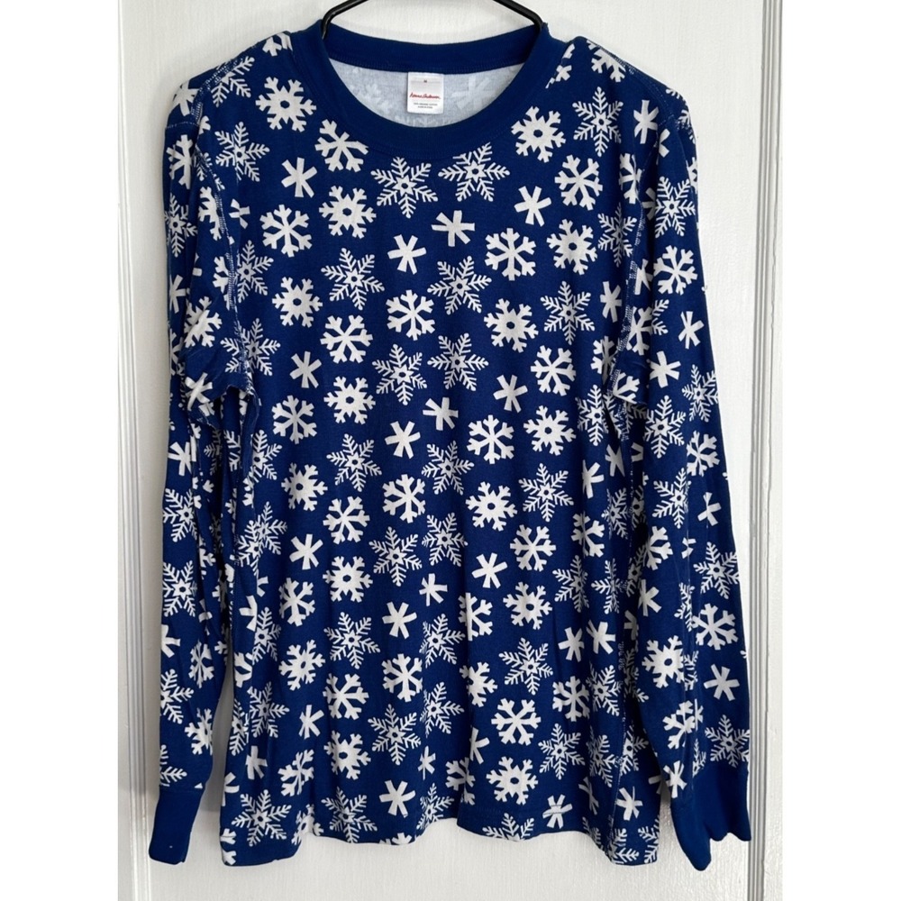 Hanna Andersson‎ Adult Size M Blue Snowflake Print Organic Cotton Pajama Top